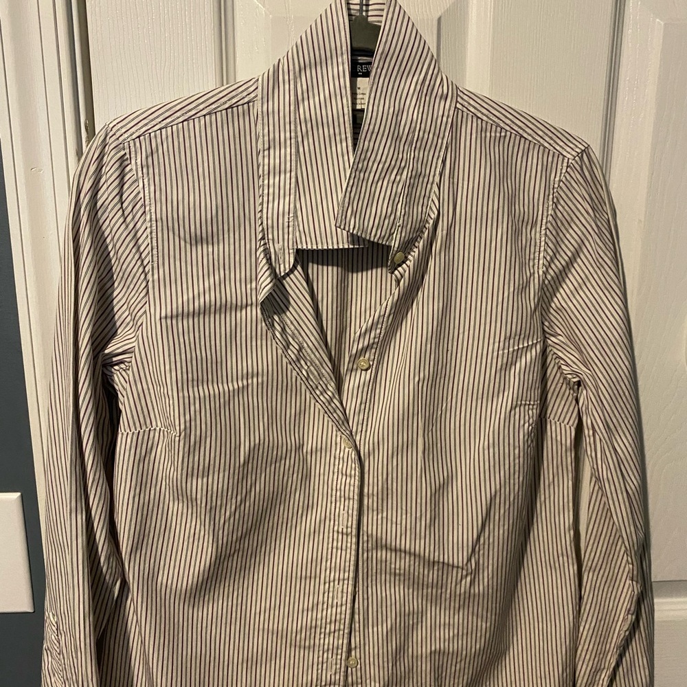 J. Crew Black and White Striped Button Down Shirt